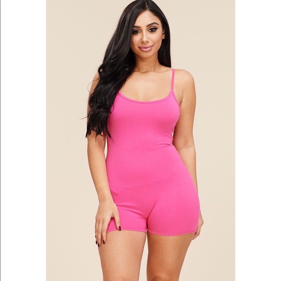 Plus Size 2X Fuchsia Spaghetti Strap Romper - Picture 1 of 3
